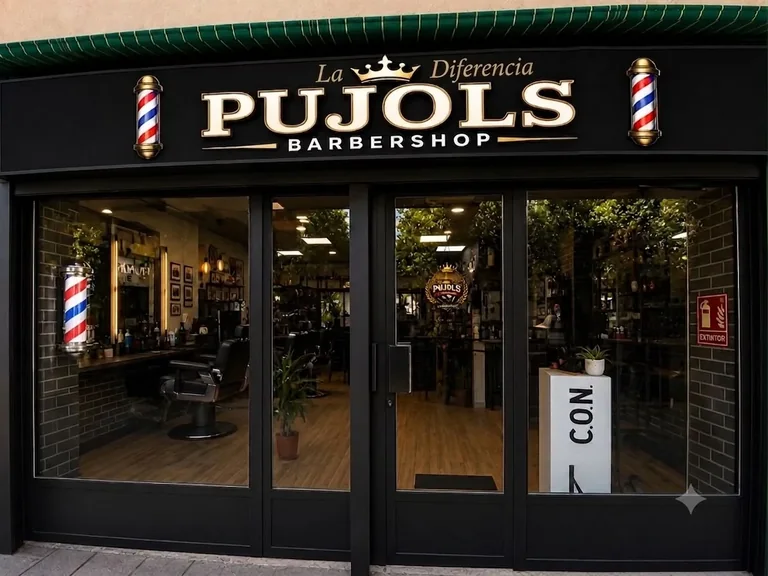 Fachada exterior de Pujols Barbershop en Zarzaquemada, Leganés